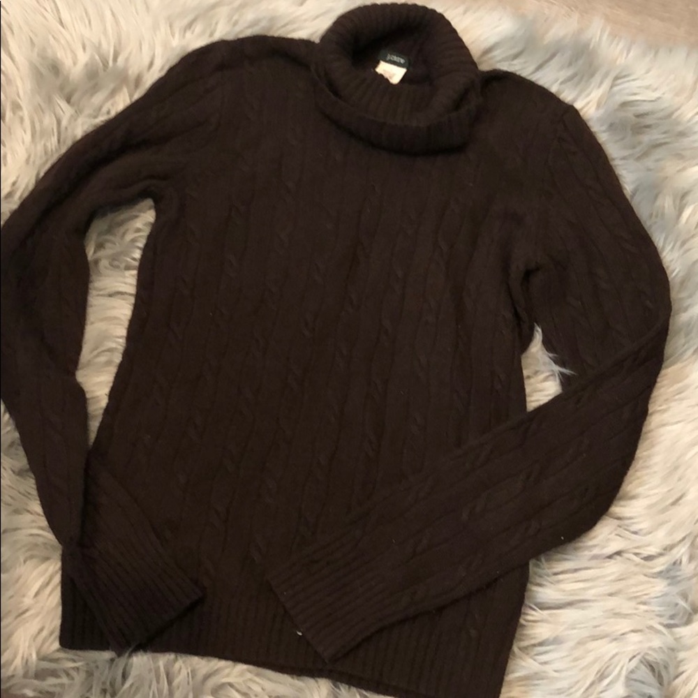 J Crew dark brown turtle neck sweater size S